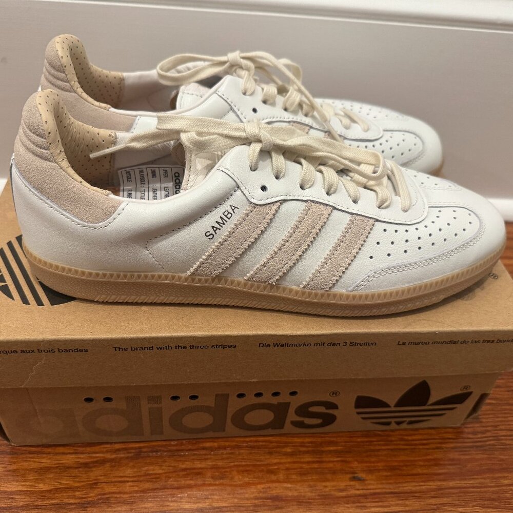 Adidas Mens Samba OG "White Magic Beige Gum" IG1376 Sneakers, Size US Men-9 - Picture 2 of 7